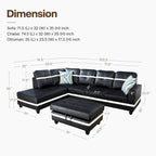 L-förmiges Sofa-Set aus PU-Leder für das Wohnzimmer mit Ottomane, 3-teilig
