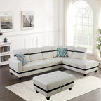 L-förmiges Sofa-Set aus PU-Leder für das Wohnzimmer mit Ottomane, 3-teilig