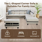L-förmiges Sofa-Set aus PU-Leder für das Wohnzimmer mit Ottomane, 3-teilig