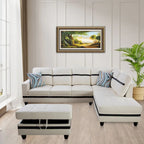 L-förmiges Sofa-Set aus PU-Leder für das Wohnzimmer mit Ottomane, 3-teilig