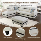 L-förmiges Sofa-Set aus PU-Leder für das Wohnzimmer mit Ottomane, 3-teilig