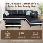 L-förmiges Sofa-Set aus PU-Leder für das Wohnzimmer mit Ottomane, 3-teilig