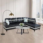 L-förmiges Sofa-Set aus PU-Leder für das Wohnzimmer mit Ottomane, 3-teilig