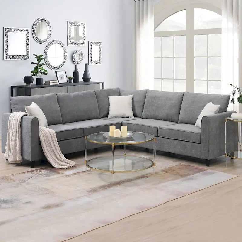 Modernes gepolstertes L-förmiges Ecksofa mit 3 Kissen
