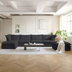 U-förmige Sofas für Wohnzimmer, wandelbares 6-Sitzer-Schnittsofa mit Ottoman