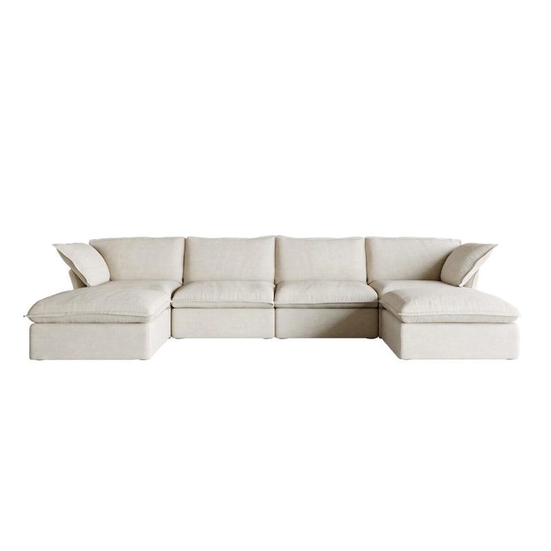 U-förmige Sofas für Wohnzimmer, wandelbares 6-Sitzer-Schnittsofa mit Ottoman