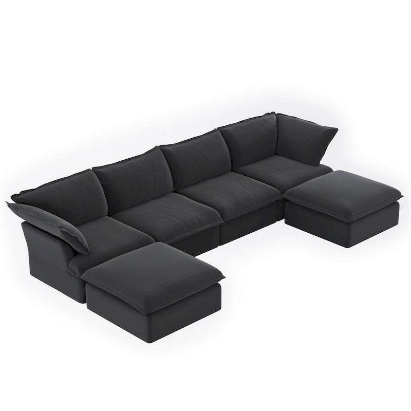 U-förmige Sofas für Wohnzimmer, wandelbares 6-Sitzer-Schnittsofa mit Ottoman