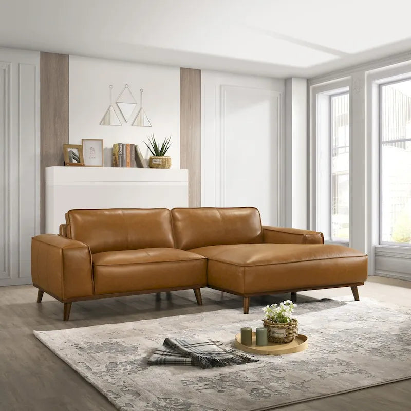 Dayton Mid-Century Modern Echtleder Ecksofa