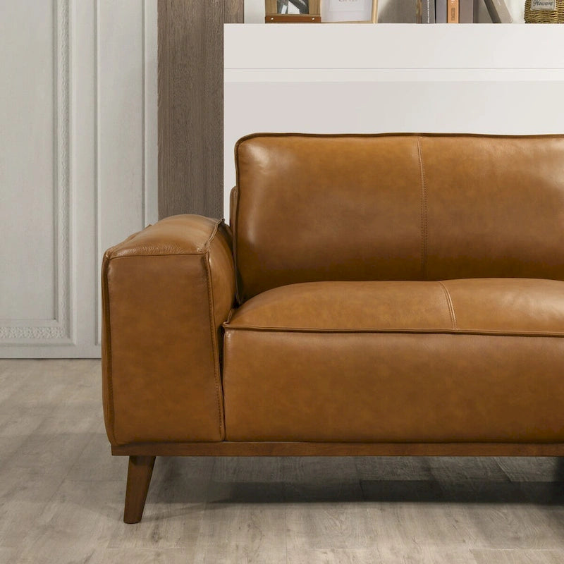 Dayton Mid-Century Modern Echtleder Ecksofa