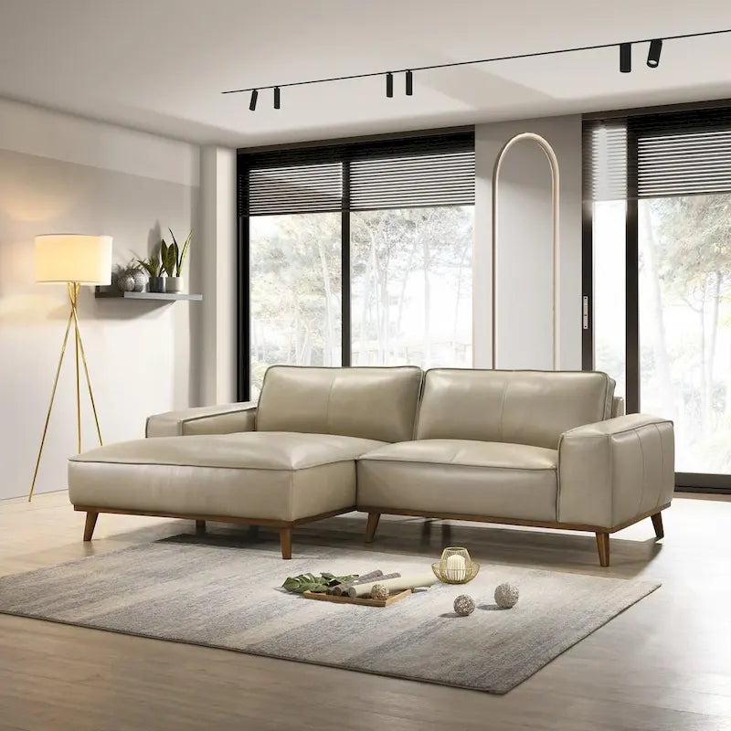 Dayton Mid-Century Modern Echtleder Ecksofa