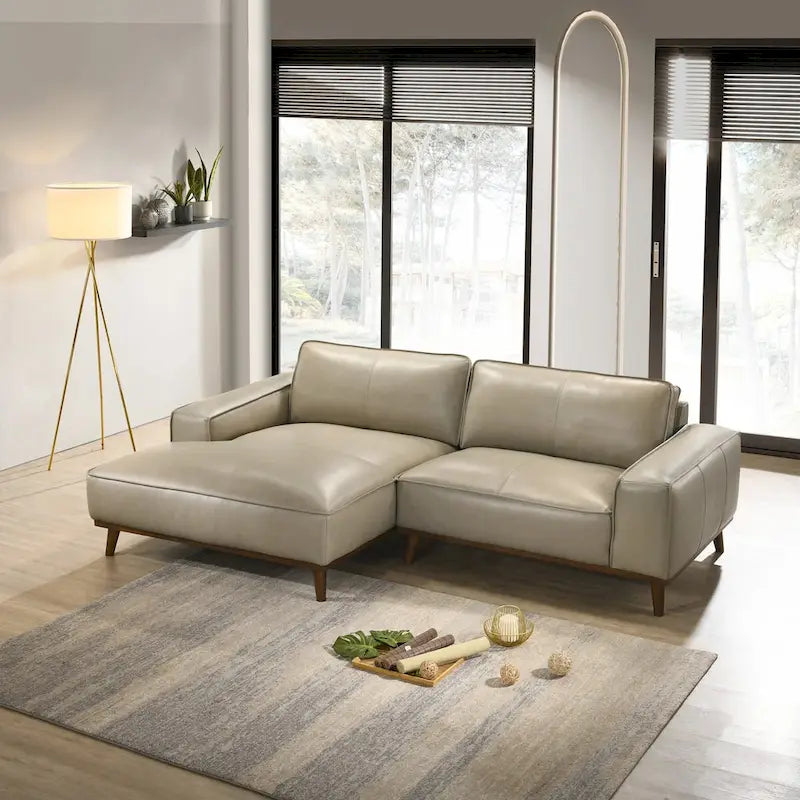 Dayton Mid-Century Modern Echtleder Ecksofa