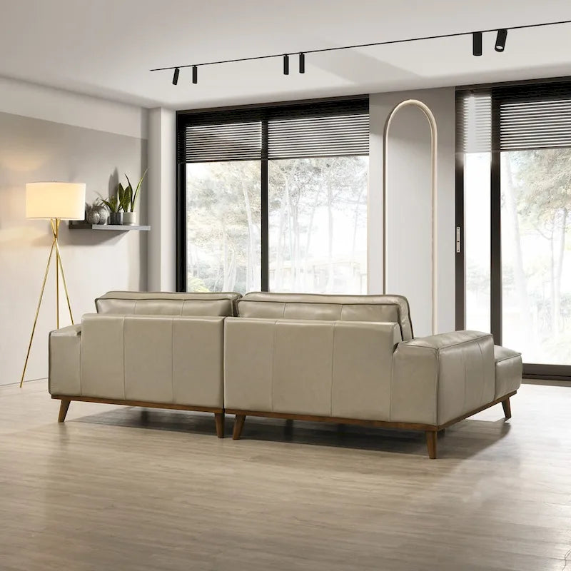 Dayton Mid-Century Modern Echtleder Ecksofa