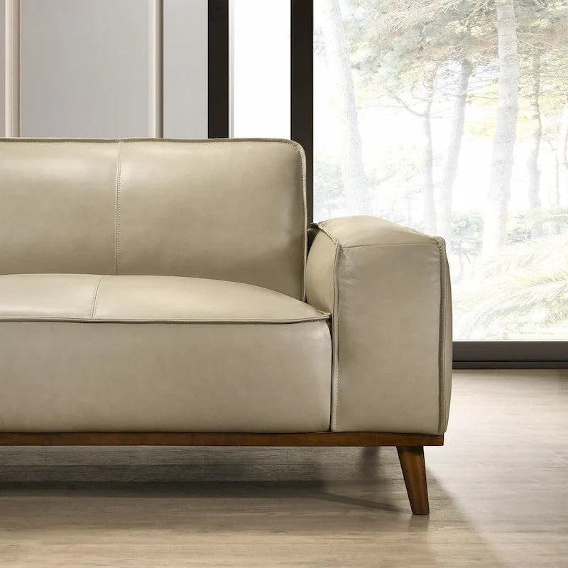 Dayton Mid-Century Modern Echtleder Ecksofa