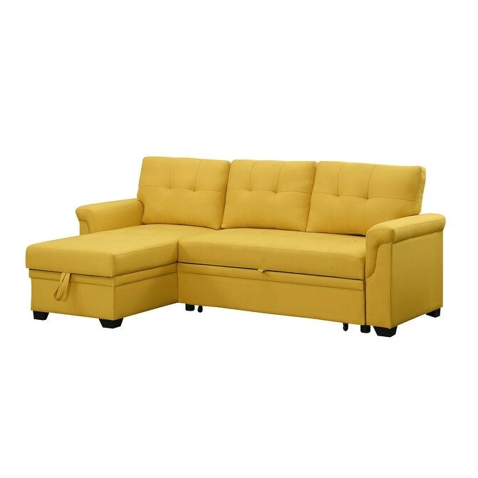 Lucca 84-Zoll umwandelbares Schlafsofa mit Recamiere und Stauraum – 84B x 54T x 35H