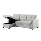 Lucca 84-Zoll umwandelbares Schlafsofa mit Recamiere und Stauraum – 84B x 54T x 35H