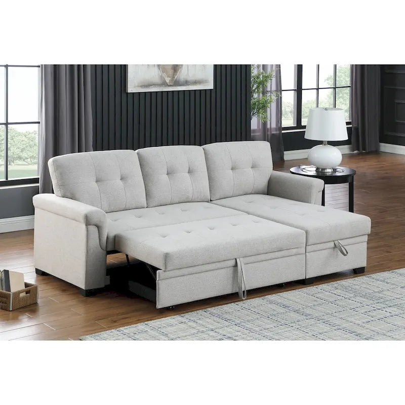 Lucca 84-Zoll umwandelbares Schlafsofa mit Recamiere und Stauraum – 84B x 54T x 35H