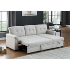 Lucca 84-Zoll umwandelbares Schlafsofa mit Recamiere und Stauraum – 84B x 54T x 35H