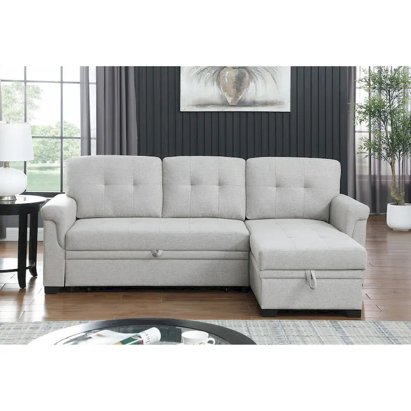 Lucca 84-Zoll umwandelbares Schlafsofa mit Recamiere und Stauraum – 84B x 54T x 35H