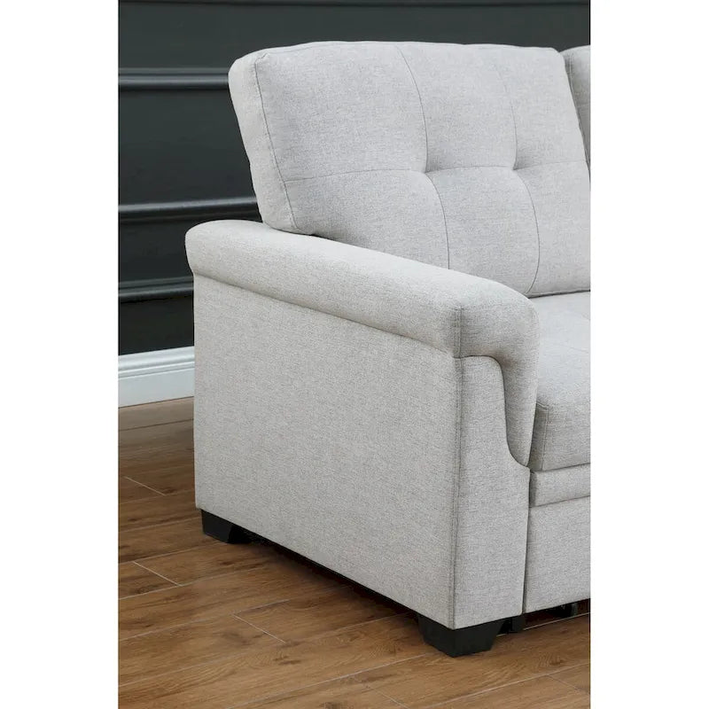 Lucca 84-Zoll umwandelbares Schlafsofa mit Recamiere und Stauraum – 84B x 54T x 35H