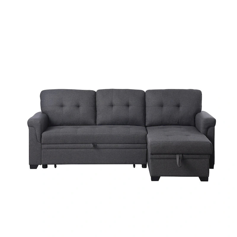 Lucca 84-Zoll umwandelbares Schlafsofa mit Recamiere und Stauraum – 84B x 54T x 35H