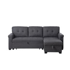 Lucca 84-Zoll umwandelbares Schlafsofa mit Recamiere und Stauraum – 84B x 54T x 35H
