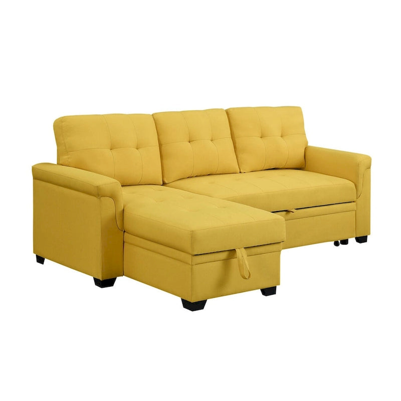 Lucca 84-Zoll umwandelbares Schlafsofa mit Recamiere und Stauraum – 84B x 54T x 35H