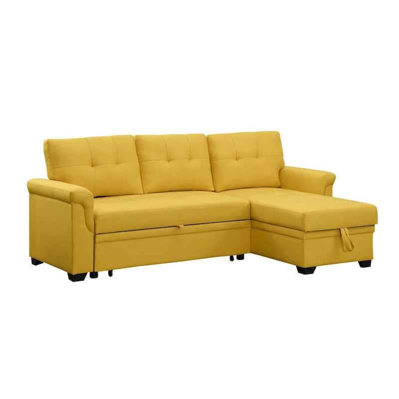 Lucca 84-Zoll umwandelbares Schlafsofa mit Recamiere und Stauraum – 84B x 54T x 35H