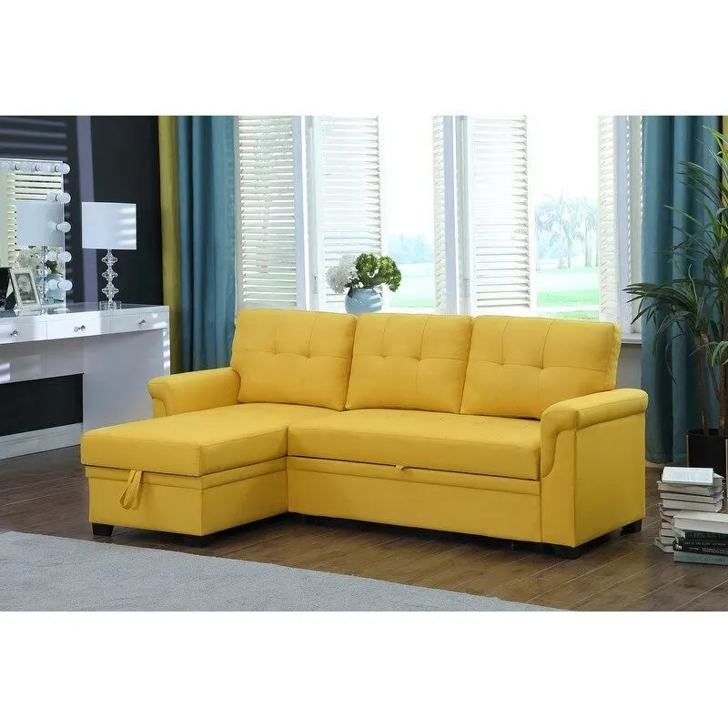 Lucca 84-Zoll umwandelbares Schlafsofa mit Recamiere und Stauraum – 84B x 54T x 35H
