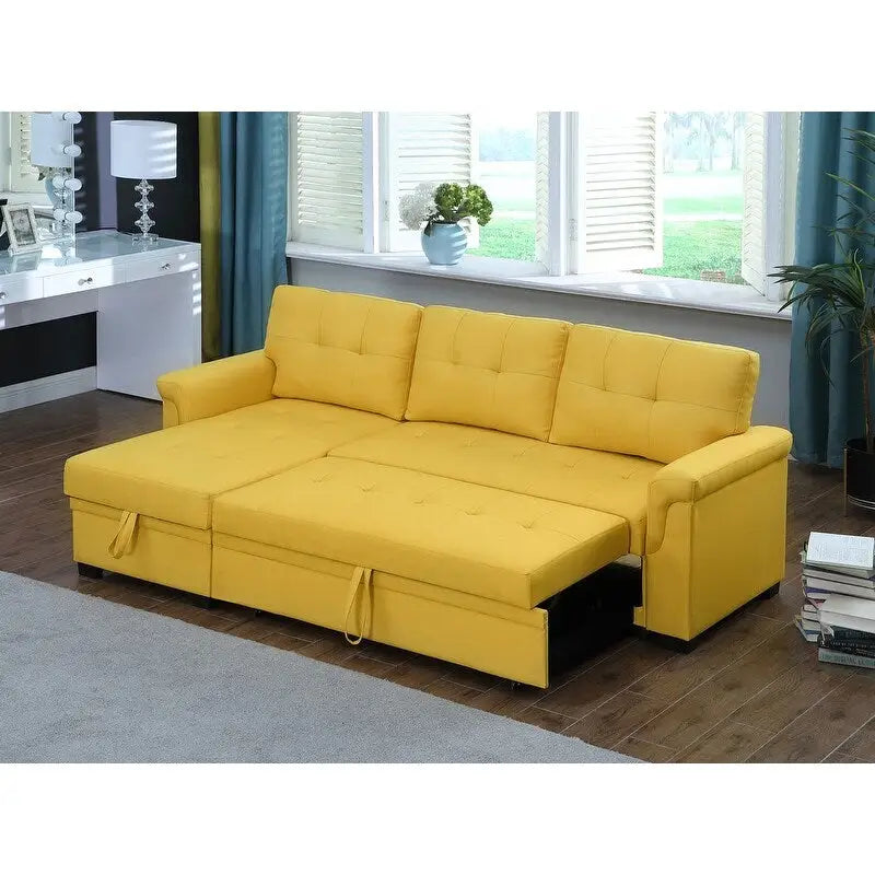 Lucca 84-Zoll umwandelbares Schlafsofa mit Recamiere und Stauraum – 84B x 54T x 35H