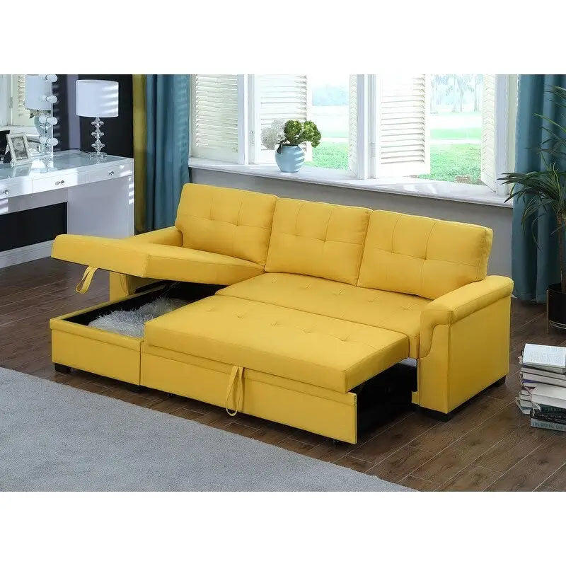 Lucca 84-Zoll umwandelbares Schlafsofa mit Recamiere und Stauraum – 84B x 54T x 35H