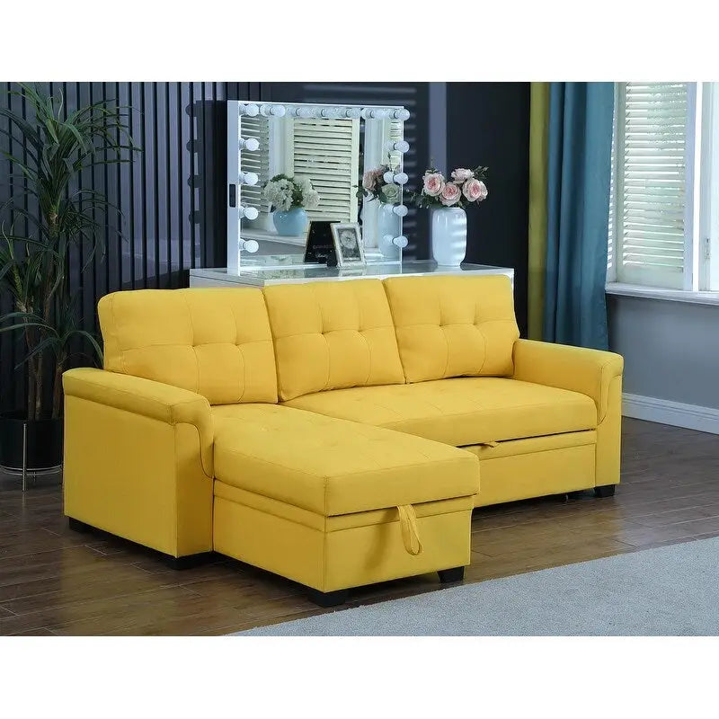 Lucca 84-Zoll umwandelbares Schlafsofa mit Recamiere und Stauraum – 84B x 54T x 35H