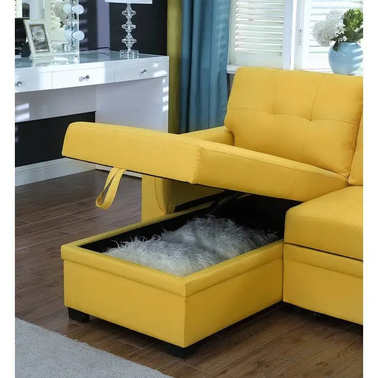 Lucca 84-Zoll umwandelbares Schlafsofa mit Recamiere und Stauraum – 84B x 54T x 35H