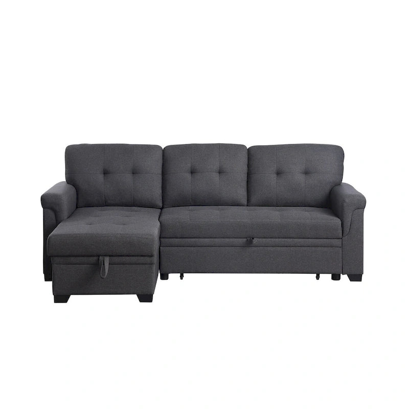 Lucca 84-Zoll umwandelbares Schlafsofa mit Recamiere und Stauraum – 84B x 54T x 35H