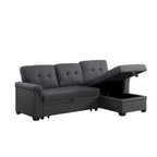 Lucca 84-Zoll umwandelbares Schlafsofa mit Recamiere und Stauraum – 84B x 54T x 35H