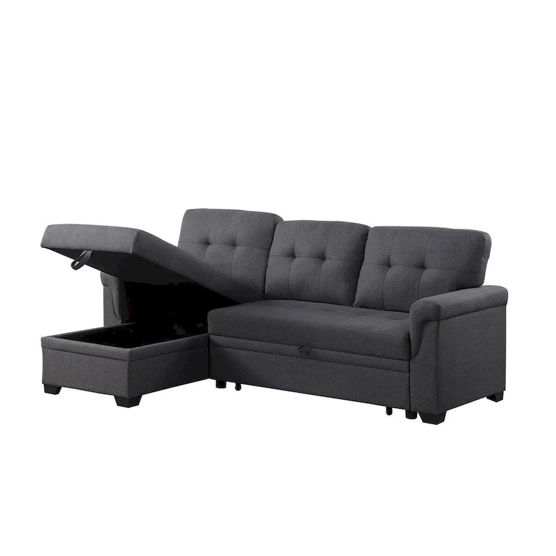 Lucca 84-Zoll umwandelbares Schlafsofa mit Recamiere und Stauraum – 84B x 54T x 35H