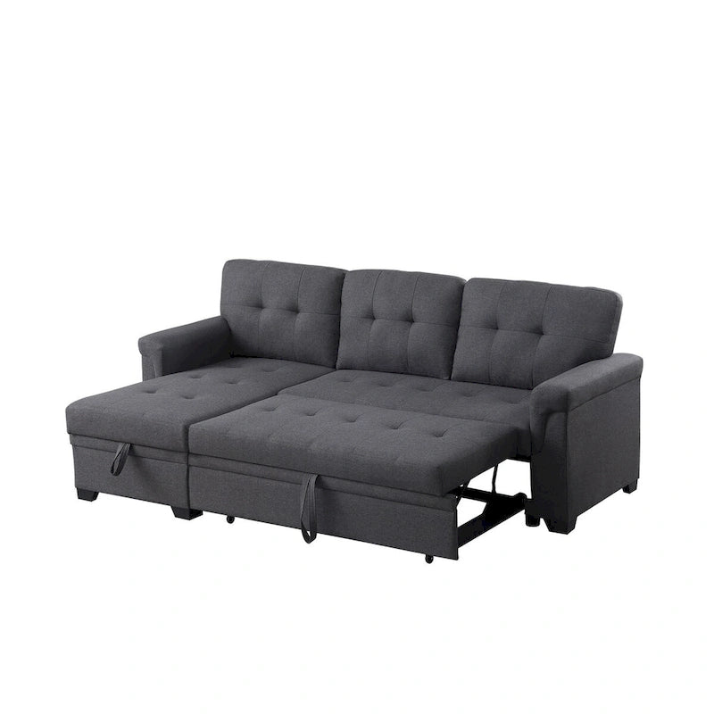 Lucca 84-Zoll umwandelbares Schlafsofa mit Recamiere und Stauraum – 84B x 54T x 35H