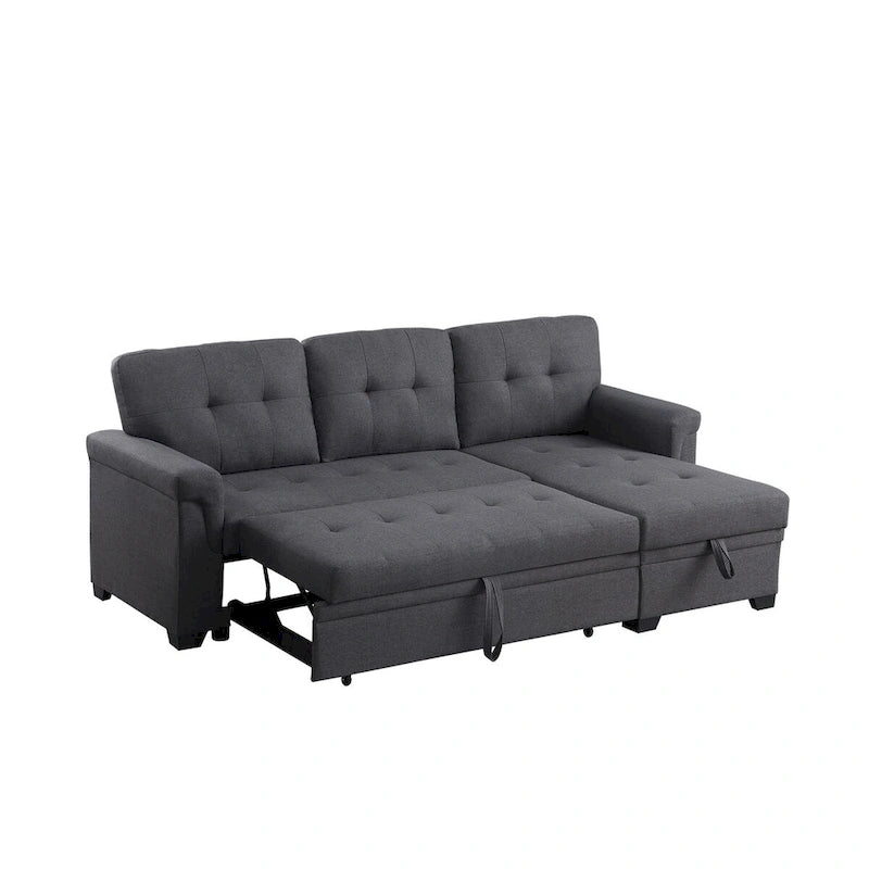 Lucca 84-Zoll umwandelbares Schlafsofa mit Recamiere und Stauraum – 84B x 54T x 35H