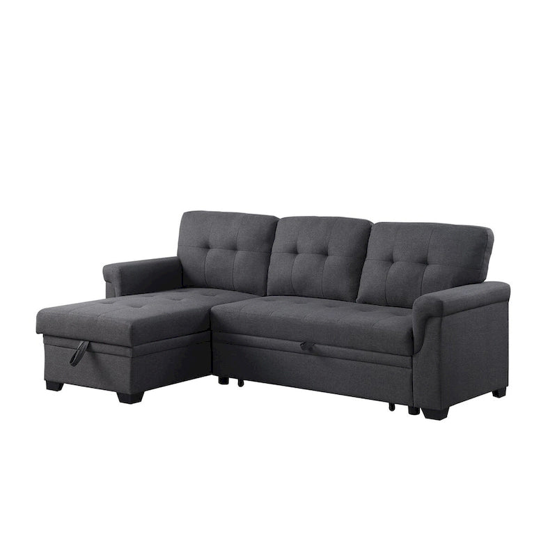 Lucca 84-Zoll umwandelbares Schlafsofa mit Recamiere und Stauraum – 84B x 54T x 35H