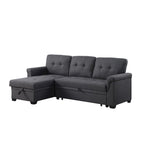 Lucca 84-Zoll umwandelbares Schlafsofa mit Recamiere und Stauraum – 84B x 54T x 35H