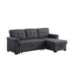Lucca 84-Zoll umwandelbares Schlafsofa mit Recamiere und Stauraum – 84B x 54T x 35H