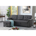 Lucca 84-Zoll umwandelbares Schlafsofa mit Recamiere und Stauraum – 84B x 54T x 35H