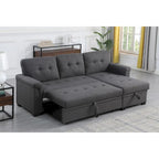Lucca 84-Zoll umwandelbares Schlafsofa mit Recamiere und Stauraum – 84B x 54T x 35H
