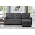 Lucca 84-Zoll umwandelbares Schlafsofa mit Recamiere und Stauraum – 84B x 54T x 35H