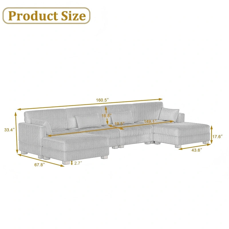 Modulares Sektionalsofa aus Cordstoff für das Wohnzimmer