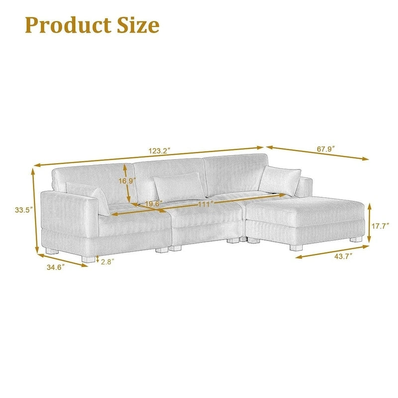 Modulares Sektionalsofa aus Cordstoff für das Wohnzimmer