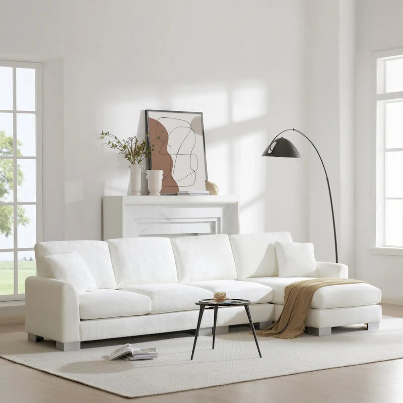 119*55 Übergroßes Sektionalsofa, Luxuriöses L-förmiges Sofa-Set mit 2 kostenlosen Kissen, 5-Sitzer Chenille-Innenmöbel mit Chaiselongue