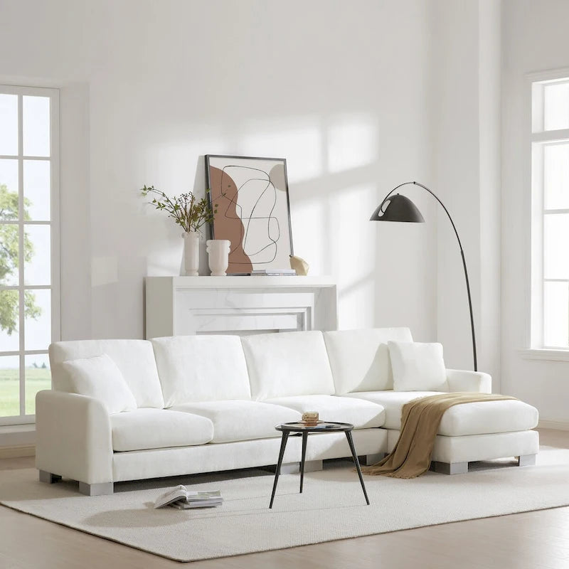 119*55 Übergroßes Sektionalsofa, Luxuriöses L-förmiges Sofa-Set mit 2 kostenlosen Kissen, 5-Sitzer Chenille-Innenmöbel mit Chaiselongue