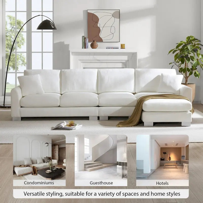 119*55 Übergroßes Sektionalsofa, Luxuriöses L-förmiges Sofa-Set mit 2 kostenlosen Kissen, 5-Sitzer Chenille-Innenmöbel mit Chaiselongue