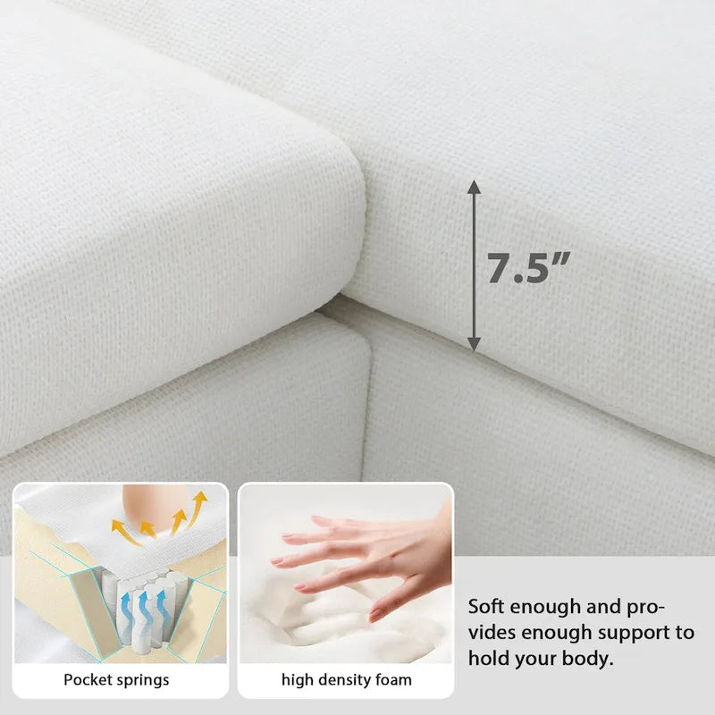 119*55 Übergroßes Sektionalsofa, Luxuriöses L-förmiges Sofa-Set mit 2 kostenlosen Kissen, 5-Sitzer Chenille-Innenmöbel mit Chaiselongue