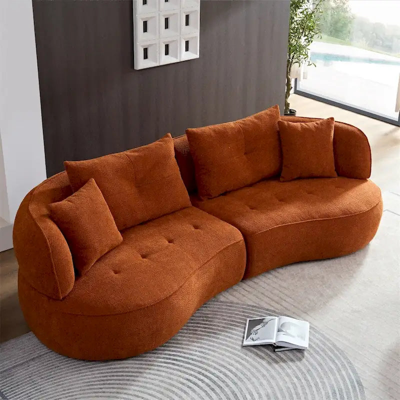 Schnittsofa mit abnehmbaren Kissen, strapazierfähiger Stoff, Massivholzrahmen